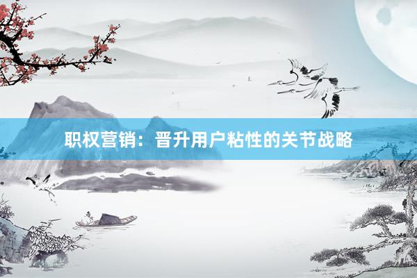 职权营销：晋升用户粘性的关节战略